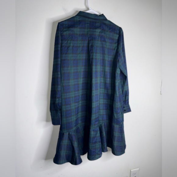 NWT Tuckernuck Navy and Green Plaid Long Sleeve Dress - Picture 3 of 13